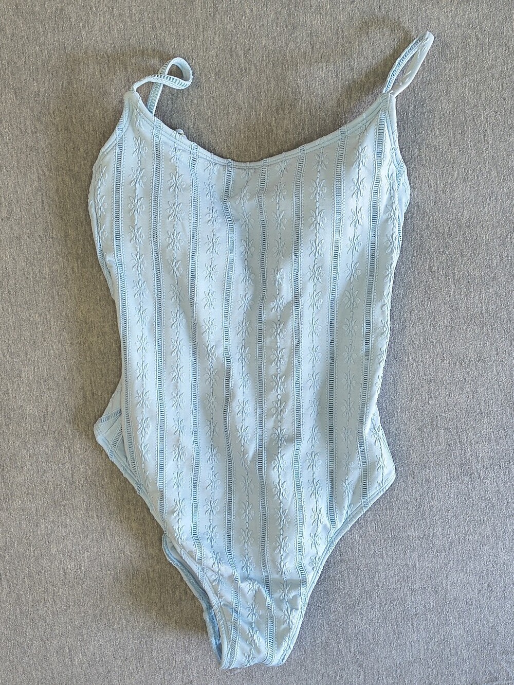 Shade & Shore Eyelet Scoop Neck Cheeky One-Piece - Blue M